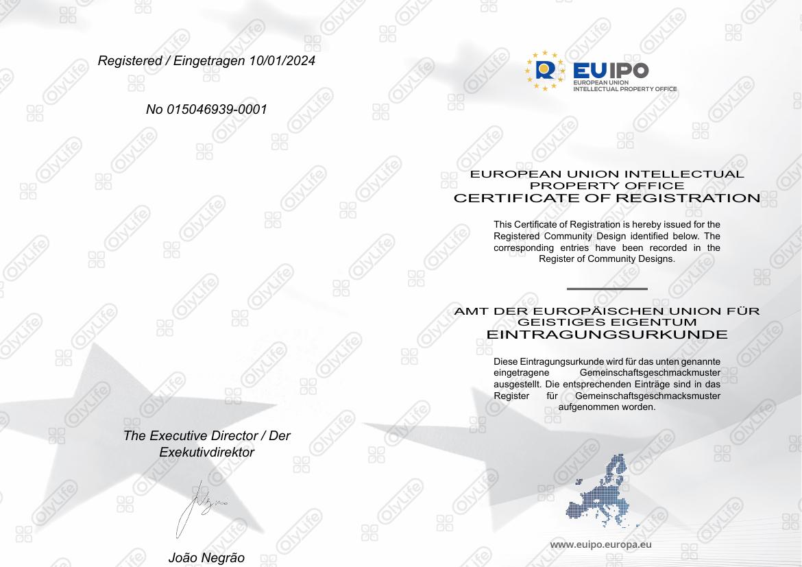 THz Tera-P90 – EUIPO formatervezési oltalom tanúsítvány első oldala