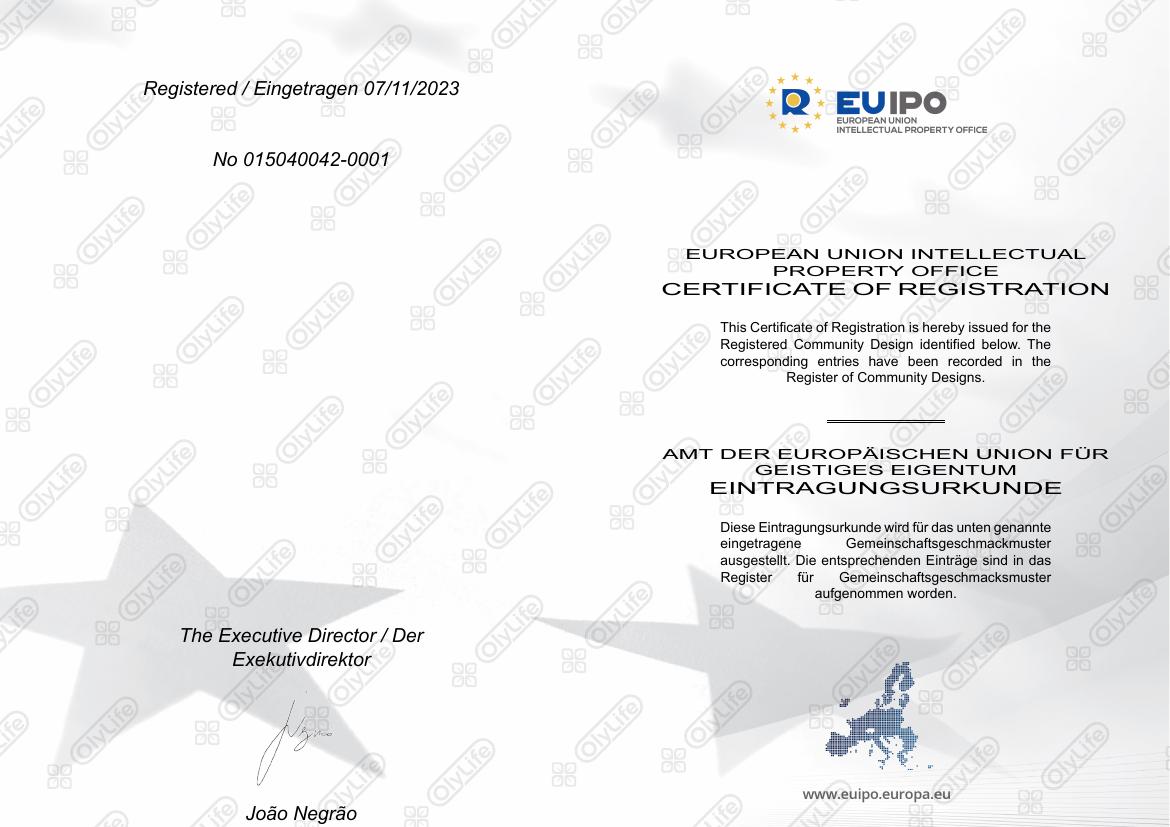P90 szépségápolási fej – EUIPO formatervezési oltalom tanúsítvány első oldala